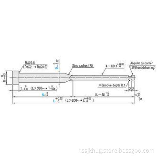 Rectangular DIN Mold Ejector Pins 65 Mn , SUJ2 , HSS for Pl